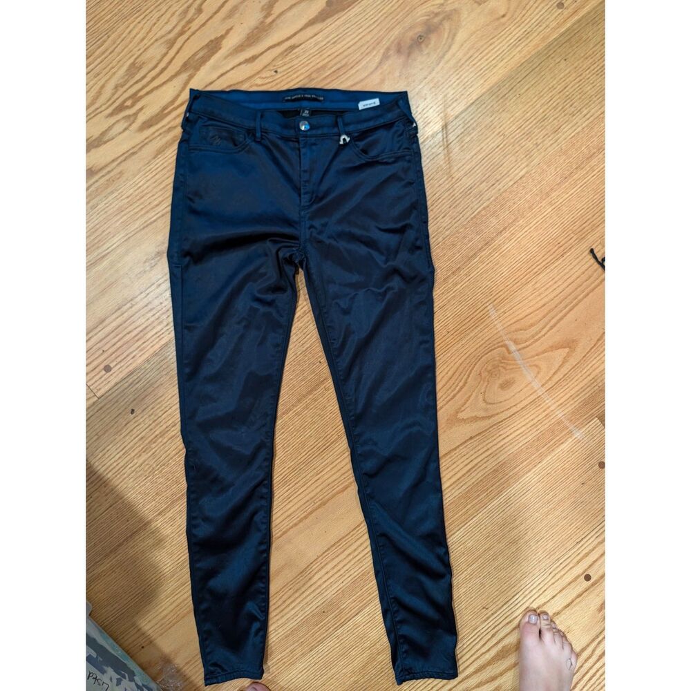 Joan Smalls x True Religion Metallic Blue Coated High Rise Skinny Jeans- Size 29